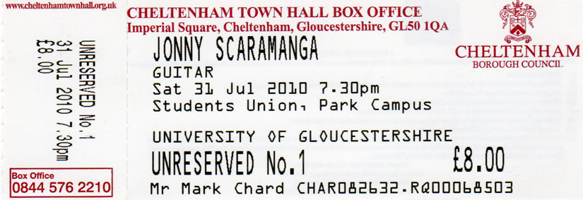 JONNY SCARAMANGA Ticket
